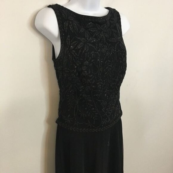 Tadashi Shoji Evening Gown 2 PC Beaded Sz 4 Black Special Occasion Maxi Dress - Picture 13 of 13